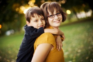 little boy and mother