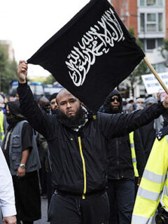 Police escort Islamist demonstrator marc