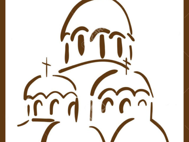 Set church logo icon element. Template church building cross Christianity, evangelical. Church building on white background. Church house logo.