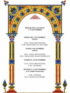Program liturgic 7-11 octombrie 2026