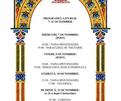Program liturgic 7-11 octombrie 2026
